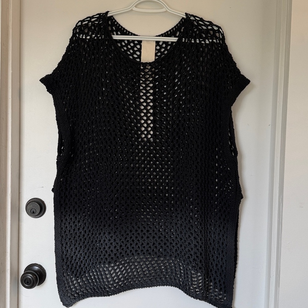 Sanctamuerte Black ombré crocheted cover up sweater Made in Italy one size